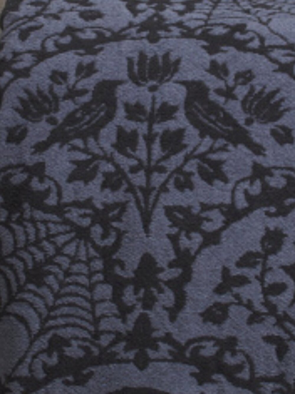 CYNTHIA ROWLEY Blue and Black Jacguard Fringe Halloween Knit Blanket - Picture 2 of 2